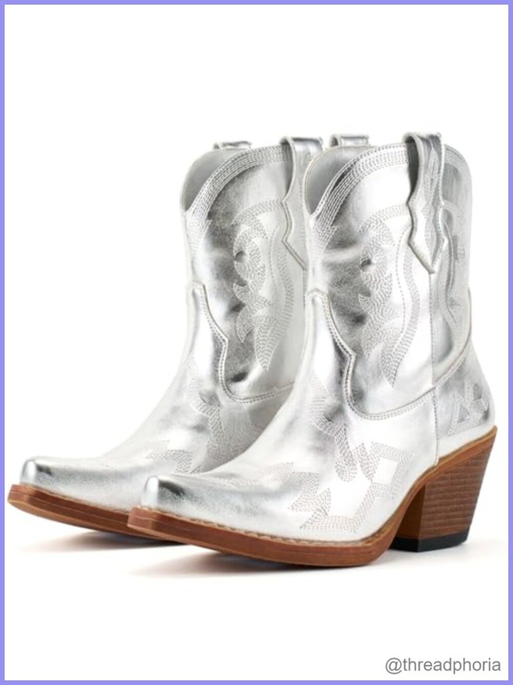 Western Cowboy Ankle Boots Embroidery Snip Toe Chunky Block Heel Pull-On
